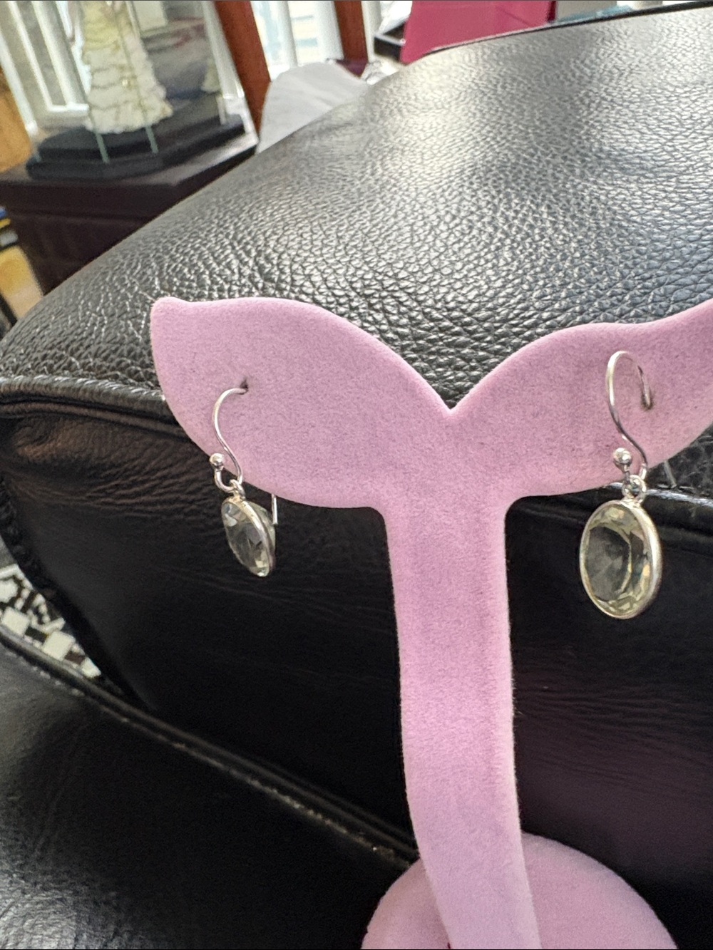 Sterling silver Drop Dangle Earrings - Green Amethyst